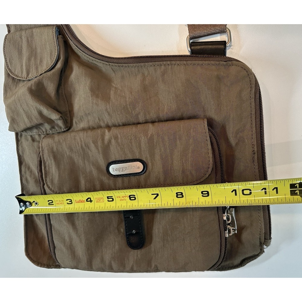 Baggallini Uptown Nylon Crossbody Sling Organizer Bag Travel Brown Khaki Medium - Picture 6 of 9